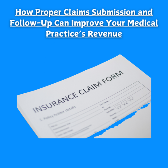 "Visual representation of a medical claim submission process with healthcare forms, insurance details, and approval steps."